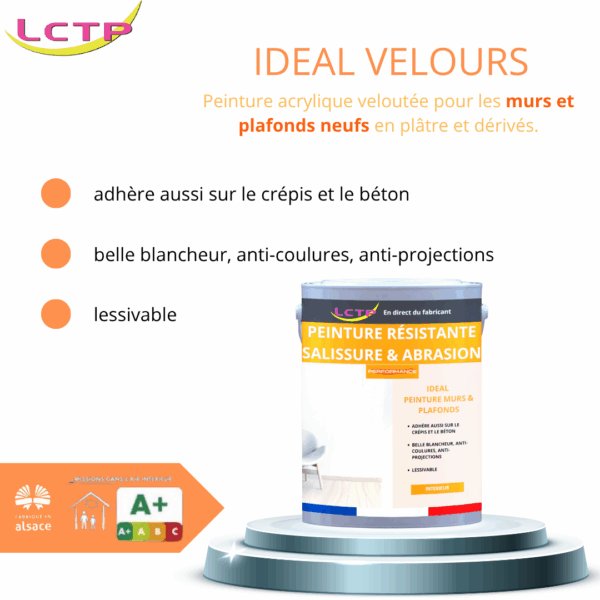 IDÉAL VELOURS - blanc velouté pour MURS & PLAFOND. Ultra agréable à appliquer ! – Image 2