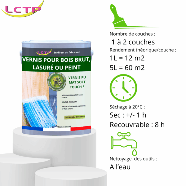 VERNIS POLYURETHANE AQUA spécial parquets et escaliers – Image 3