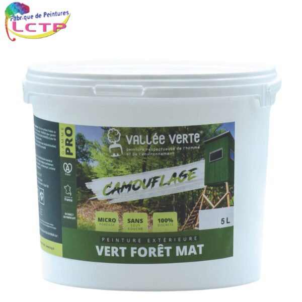 Pot de peinture camouflage pour mirador ou pour la mise en peinture de bâtiments en forêt ou enfin la peinture pour abris forestiers