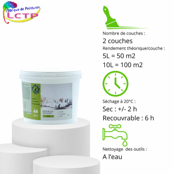 ECOPLUS SATIN - couleurs pour MURS & PLAFOND. Lessivable & résistant – Image 3