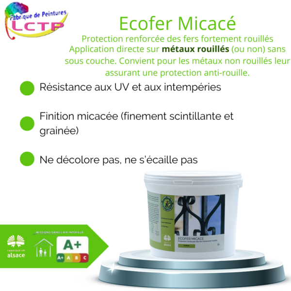 Explications technique concernant la peinture antirouille Écofer micacé. Peinture antirouille professionnelle. Idéale pour les fers fortement rouillés.