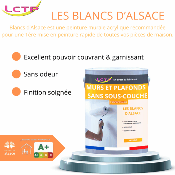 PEINTURE BLANCHE murs et plafonds neufs spéciale sans sous couche – Image 2