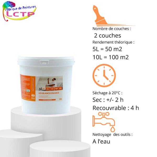 BLANCS D'ALSACE - HAUTE QUALITE blanc mat pour MURS & PLAFOND NEUFS. Un mat lessivable & couvrant – Image 3
