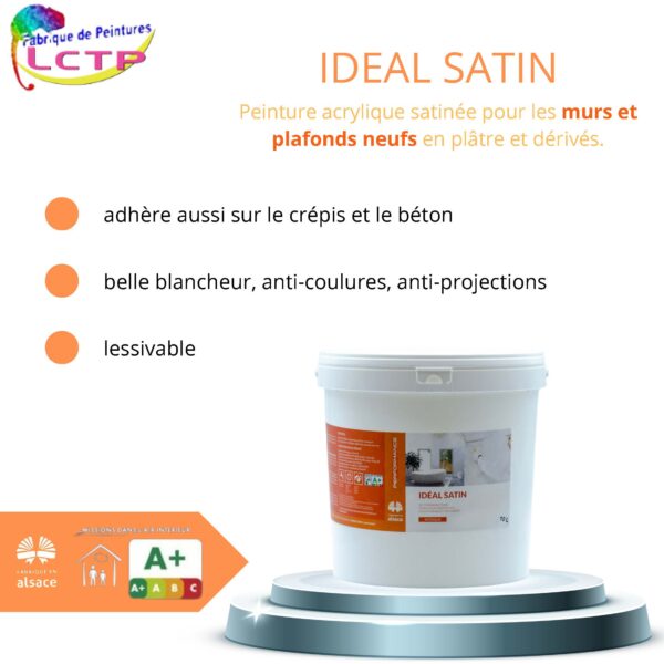 IDÉAL SATIN - blanc satiné pour MURS & PLAFOND. Résistance salissure & abrasion – Image 2