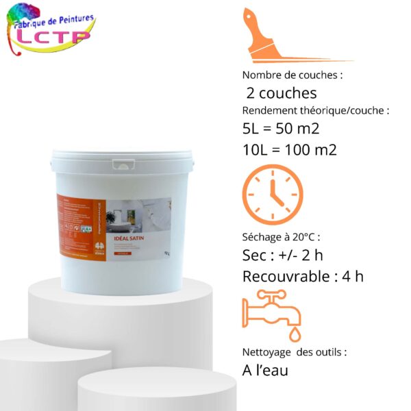 IDÉAL SATIN - blanc satiné pour MURS & PLAFOND. Résistance salissure & abrasion – Image 3