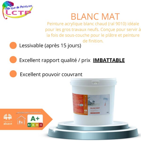 BLANC MAT - Blanc chaud mat pour MURS & PLAFOND NEUFS. Idéal à l’airless – Image 2