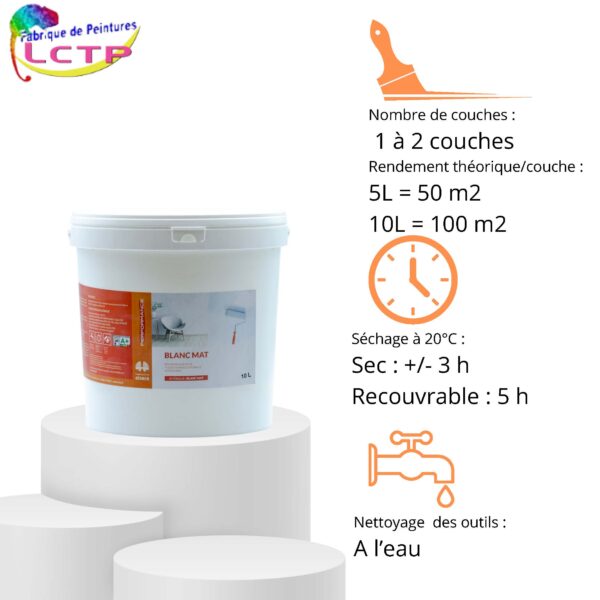 BLANC MAT - Blanc chaud mat pour MURS & PLAFOND NEUFS. Idéal à l’airless – Image 3
